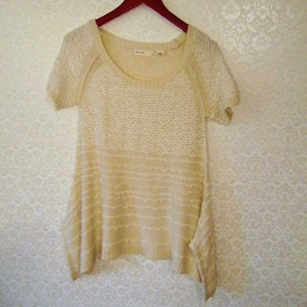Anthro Sleeping on Snow Short Sleeve Sweater